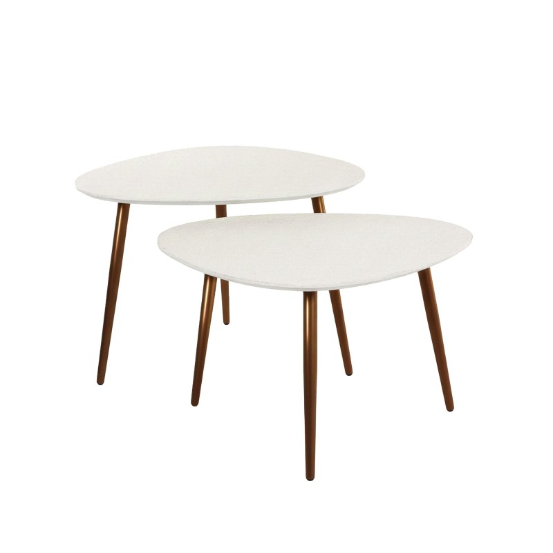 Table basse design blanche en marbre composite (lot de 2) - Arco