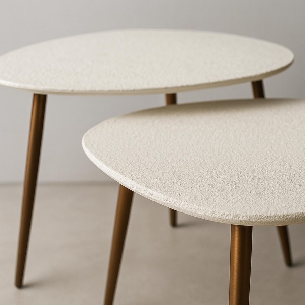 Table basse design blanche en marbre composite (lot de 2) - Arco