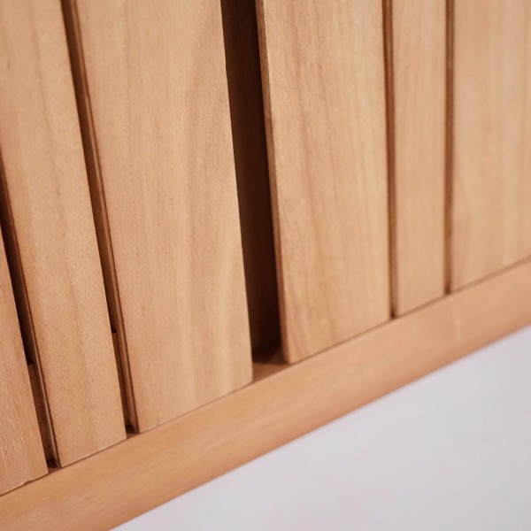 Meuble de salle de bain simple vasque en bois massif, blanc brillant - Satya