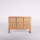 Meuble de salle de bain double vasque en bois massif, blanc brillant - Satya