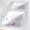 Meuble de salle de bain double vasque en bois massif, blanc brillant - Satya