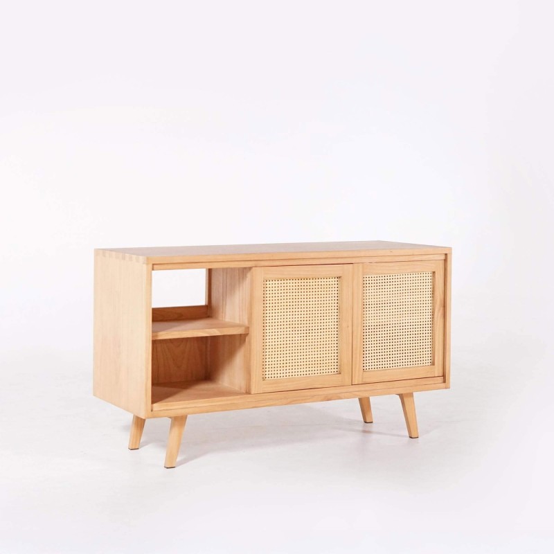 Meuble salle de bain en bois massif sur pieds 140 cm - Anaya