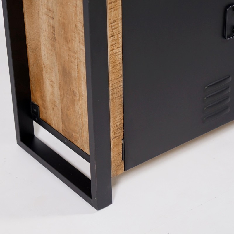 Armoire en bois massif de manguier et porte en métal 100 cm - Kansas