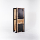 Armoire en bois massif de manguier et porte en métal 60 cm - Kansas
