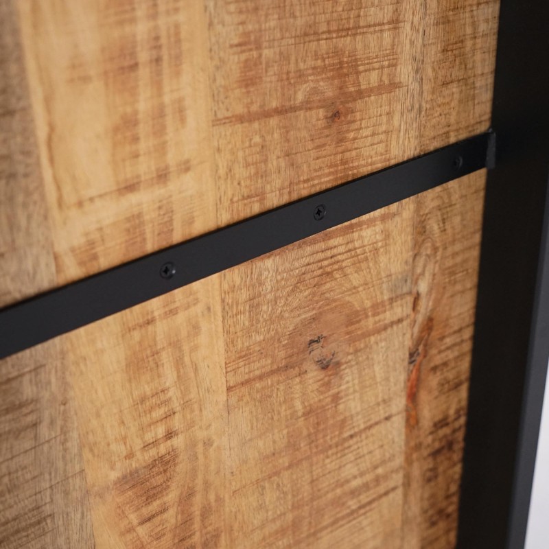 Armoire en bois massif de manguier et porte en métal 60 cm - Kansas