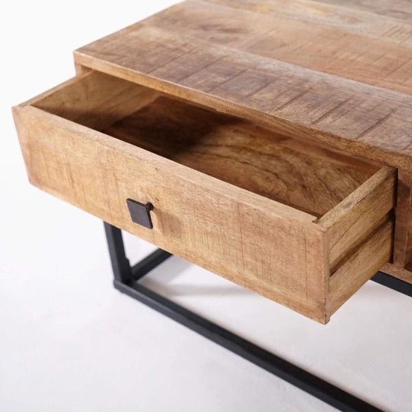 Table basse en bois massif de manguier et structure en métal
