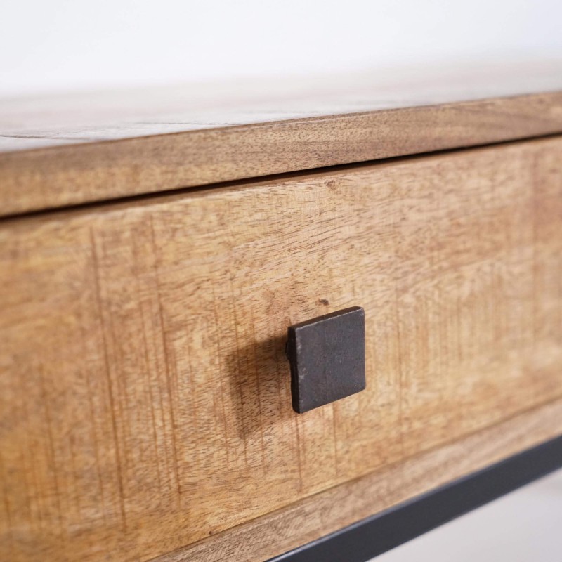 Table basse en bois massif de manguier et structure en métal
