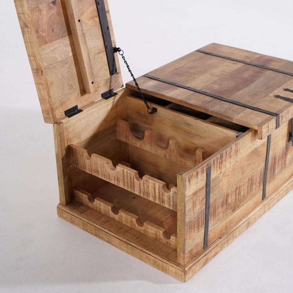 Table de salon coffre de rangement en bois massif