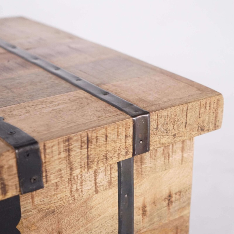 Table de salon coffre de rangement en bois massif