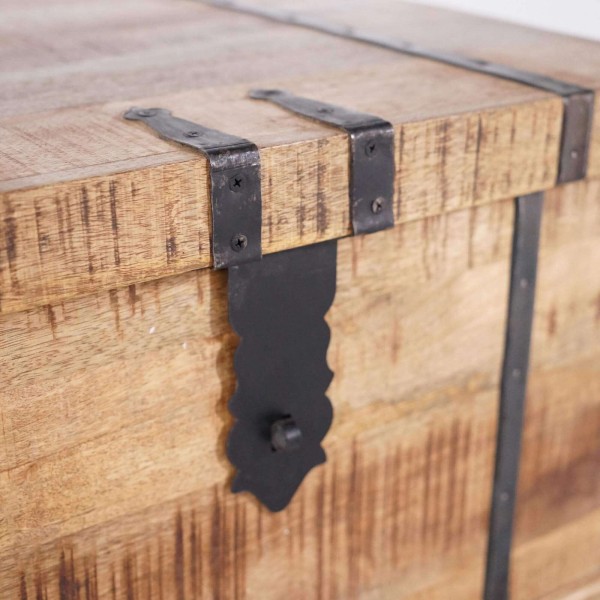 Table de salon coffre de rangement en bois massif