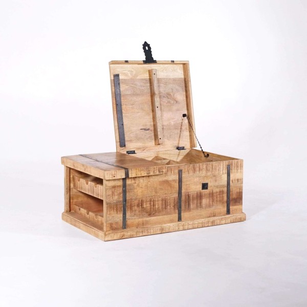 Table de salon coffre de rangement en bois massif