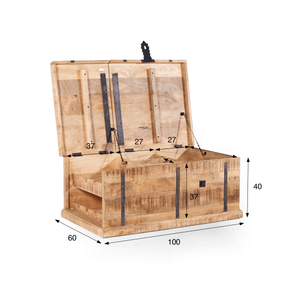 Table de salon coffre de rangement en bois massif