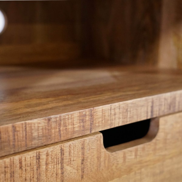 Meuble TV en bois massif manguier et porte en métal 220 cm - Kansas