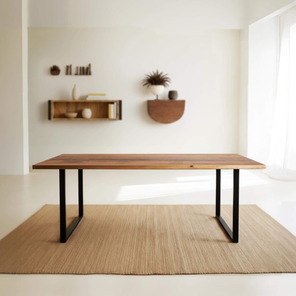 Table à manger en bois massif de manguier et métal 200cm - Kansas