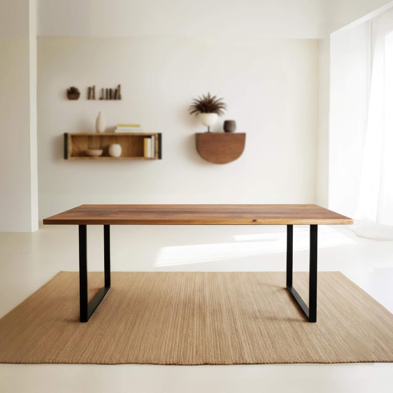Table à manger en bois massif de manguier et métal 200cm - Kansas