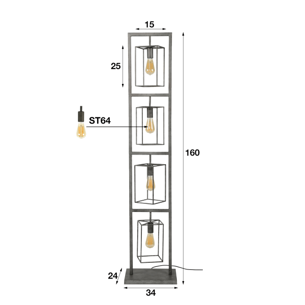 Lampadaire de salon style industriel en métal - Nocta