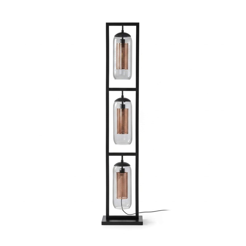Lampadaire de salon avec abat-jours en verre fumé soufflé - Brila