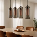 Lampe suspendue avec abat-jours en verre fumé soufflé - Brila