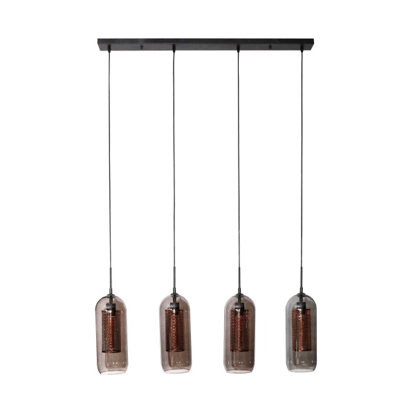 Lampe suspendue avec abat-jours en verre fumé soufflé - Brila