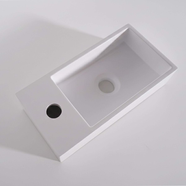 Petite vasque en céramique rectangulaire, blanc brillant - Mila