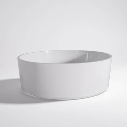 Vasque ronde en céramique, blanc brillant - Rundo
