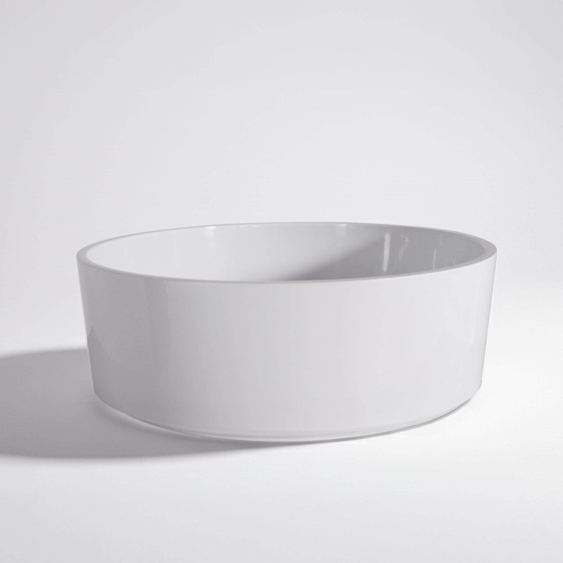 Vasque ronde en céramique, blanc brillant - Rundo