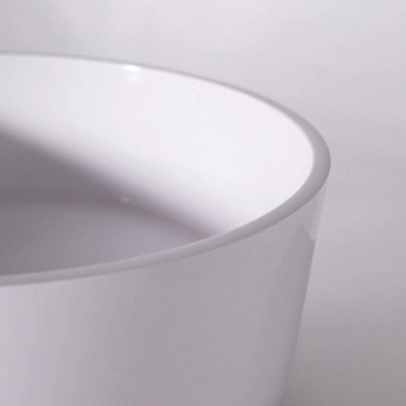 Vasque ronde en céramique, blanc brillant - Rundo
