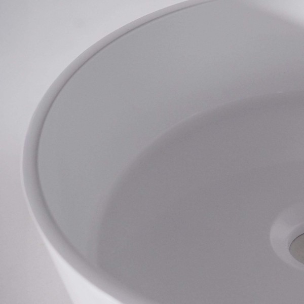 Vasque ronde en céramique, blanc brillant - Rundo