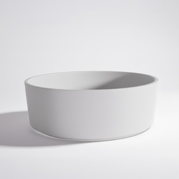 Vasque ronde en céramique, blanc mat - Rundo