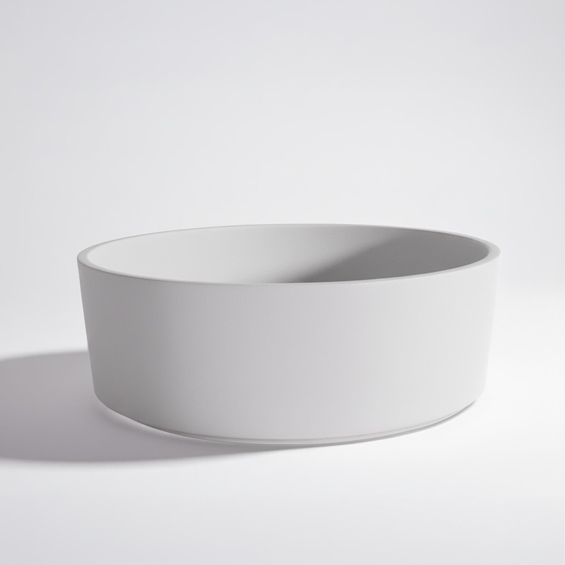 Vasque ronde en céramique, blanc mat - Rundo