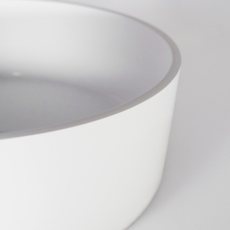 Vasque ronde en céramique, blanc mat - Rundo