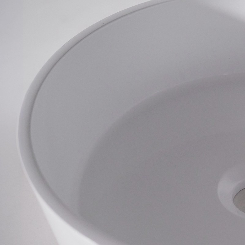 Vasque ronde en céramique, blanc mat - Rundo