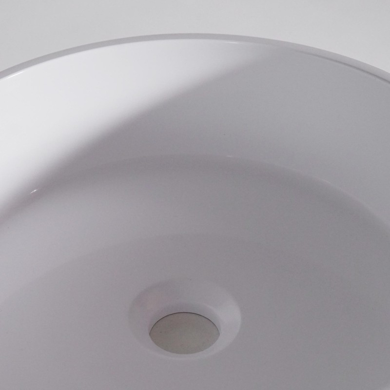 Vasque ronde à poser pour salle de bain, blanc mat, résine composite - Rundo