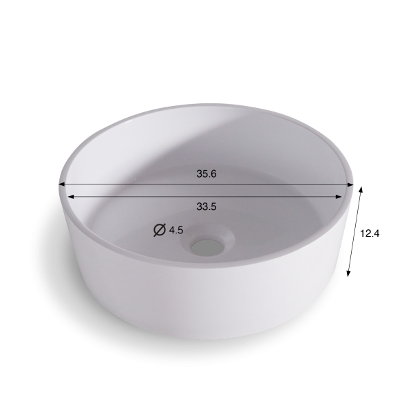 Vasque ronde en céramique, blanc mat - Rundo