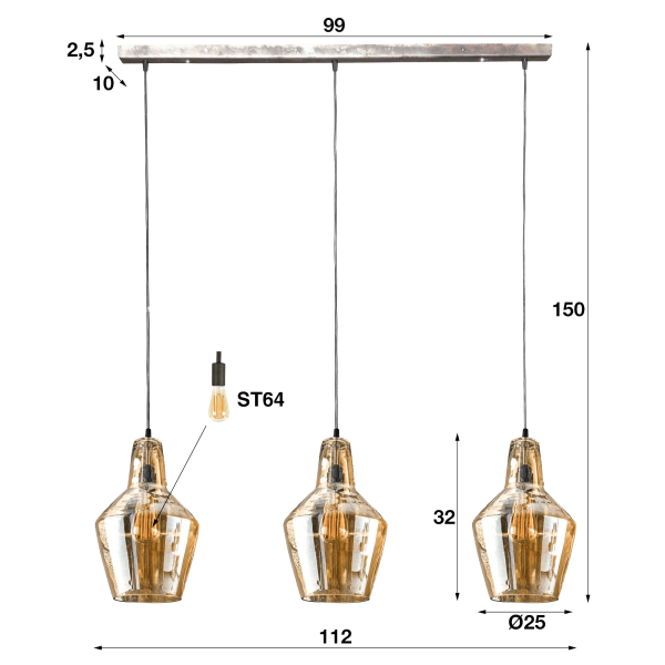 Luminaire en suspension design avec abat-jour en verre - Clara