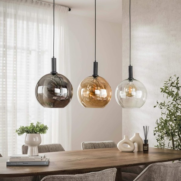 Luminaire en suspension avec abat-jour sphériques en verre tricolore - Sfera