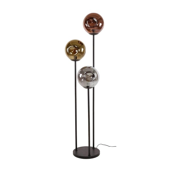 Lampadaire de salon style industriel en métal avec abat-jours en verre - Caleo