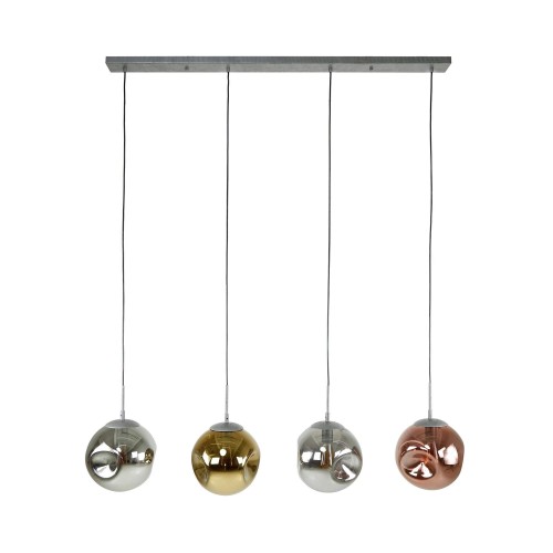 Suspension style industriel en métal avec abat-jours en verre - Caleo