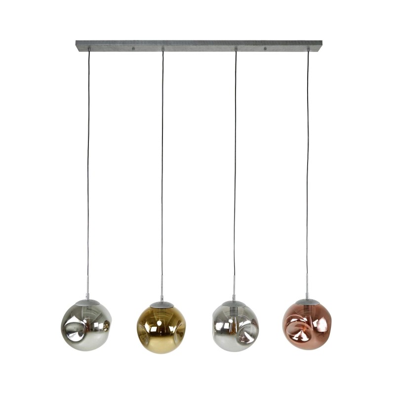 Suspension style industriel en métal avec abat-jours en verre - Caleo