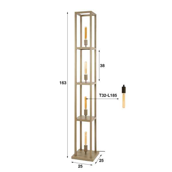 Lampe sur pied de salon en métal avec éclairage LED style industriel - Strukt