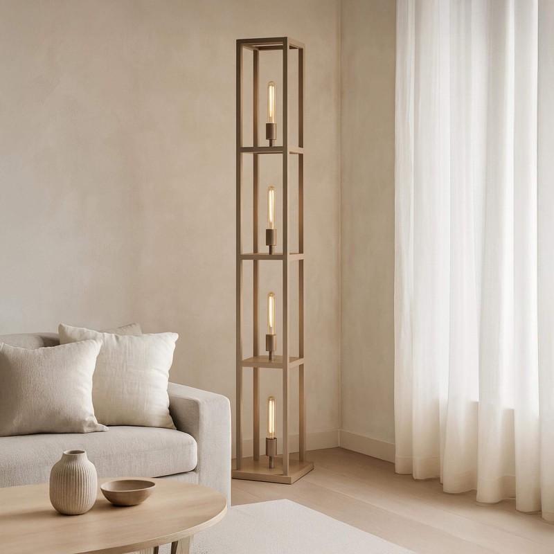 Lampe sur pied de salon en métal avec éclairage LED style industriel - Strukt