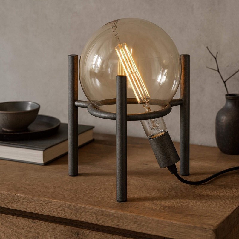 Lampe industrielle à poser en argent veilli - Saturn