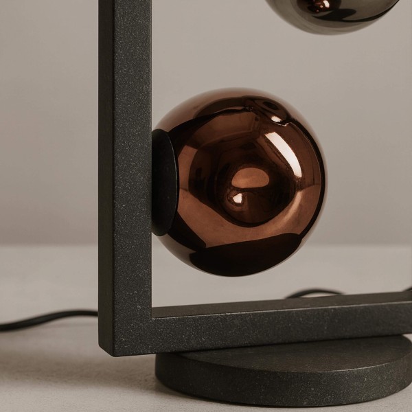 Lampe à poser style industriel en métal avec abat-jours en verre - Caleo