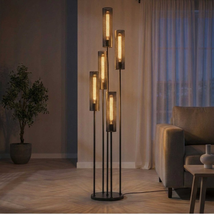 Lampadaire moderne à tubes LED 5 lumières - Vertigo
