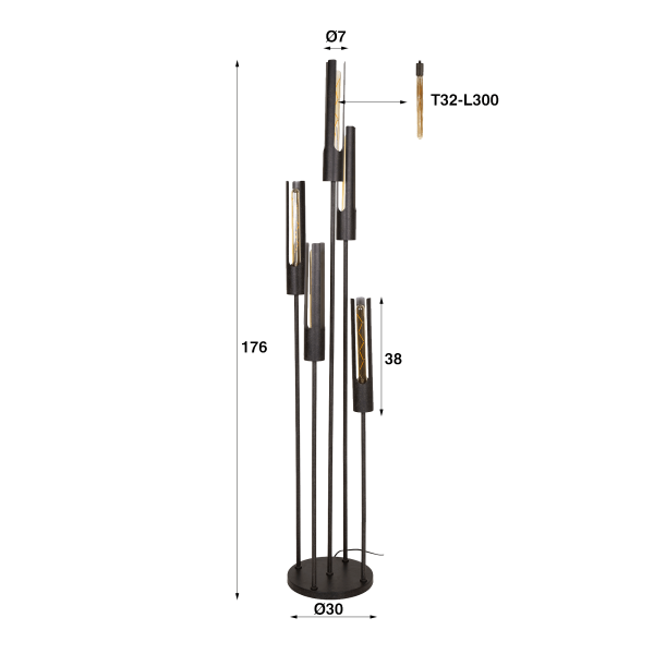 Lampadaire à poser design LED en métal noir - Nova