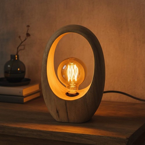 Lampe à poser en bois de manguier massif - Oro