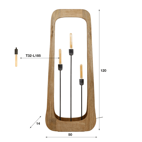 Lampadaire sur pied en bois de manguier massif - Noxios