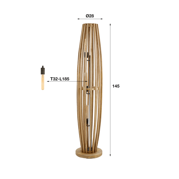 Lampe sur pied de salon en bois de manguier massif - Arken