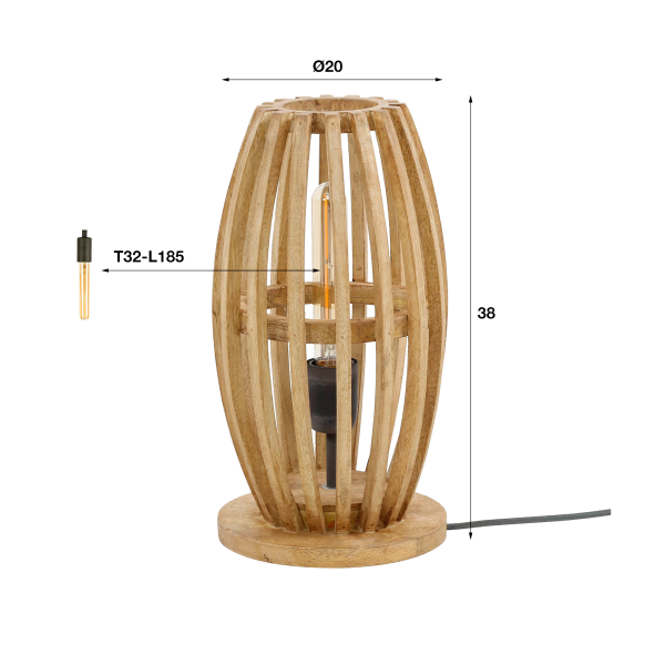 Lampadaire à poser en bois de manguier massif - Arken