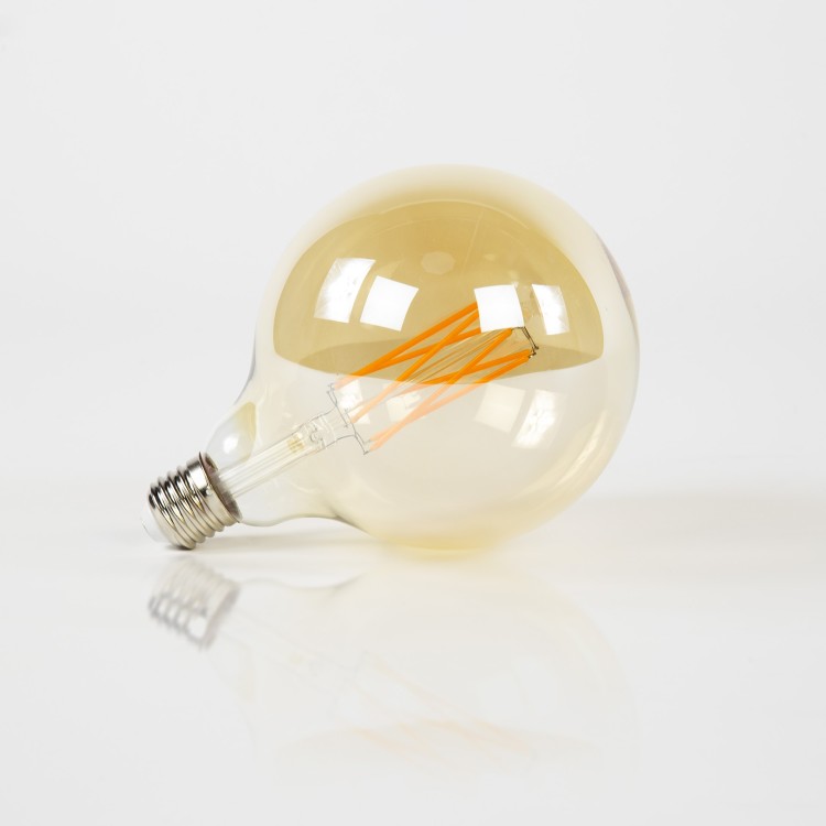 Ampoule globe à filament 12,5 cm (E27), verre ambré [G125]